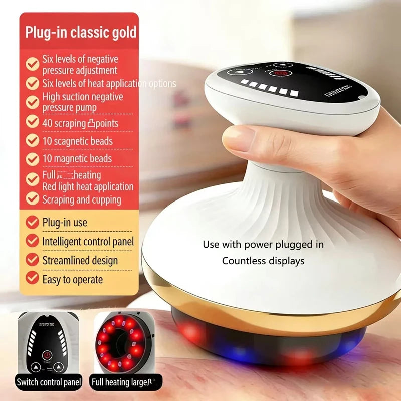 Heated Electric Cupping Massager with LED Light Therapy