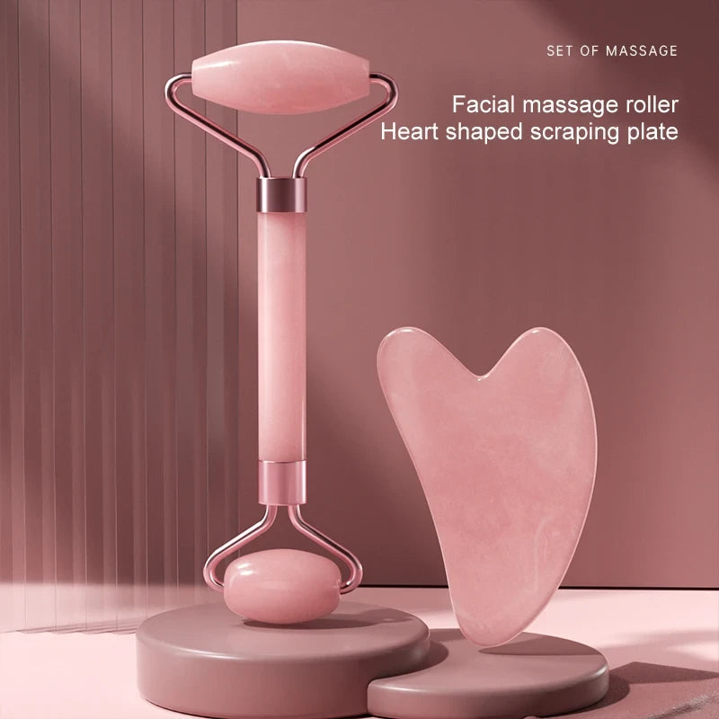 Resin Facial Massage Roller & Gua Sha Set