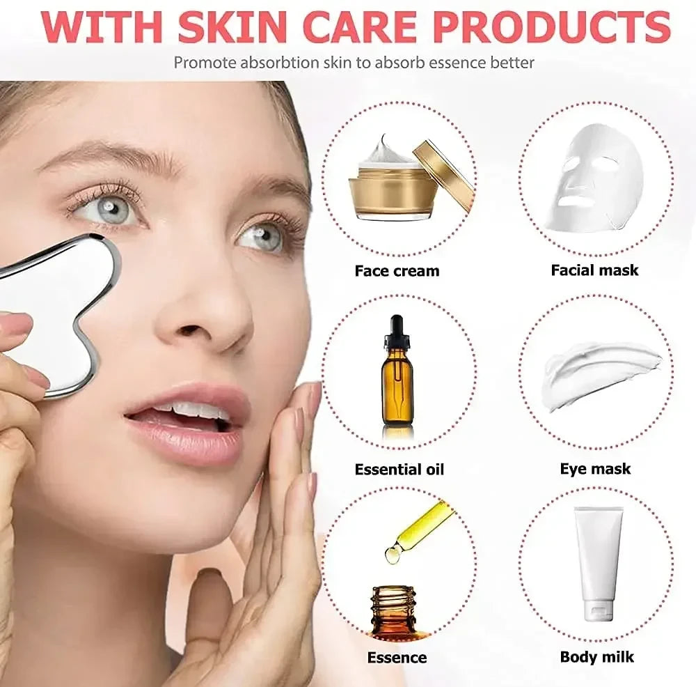 Stainless Steel Gua Sha Facial Scraper | Face Lift & Lymphatic Drainage