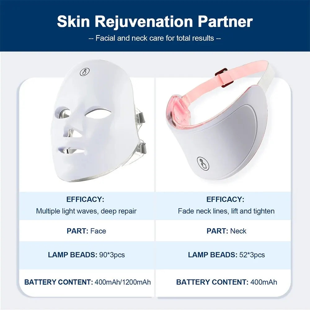 LED Light Therapy Face & Neck Mask – 7-Color Anti-Aging Device | Own Your Glow